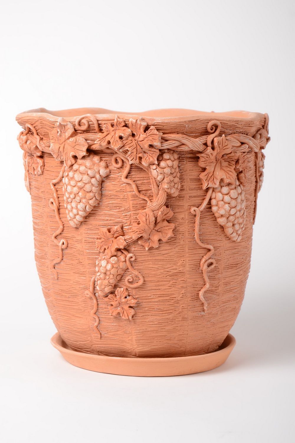 Grand pot de fleurs en céramique 2.5 litres fait main avec trou de drainage photo 2