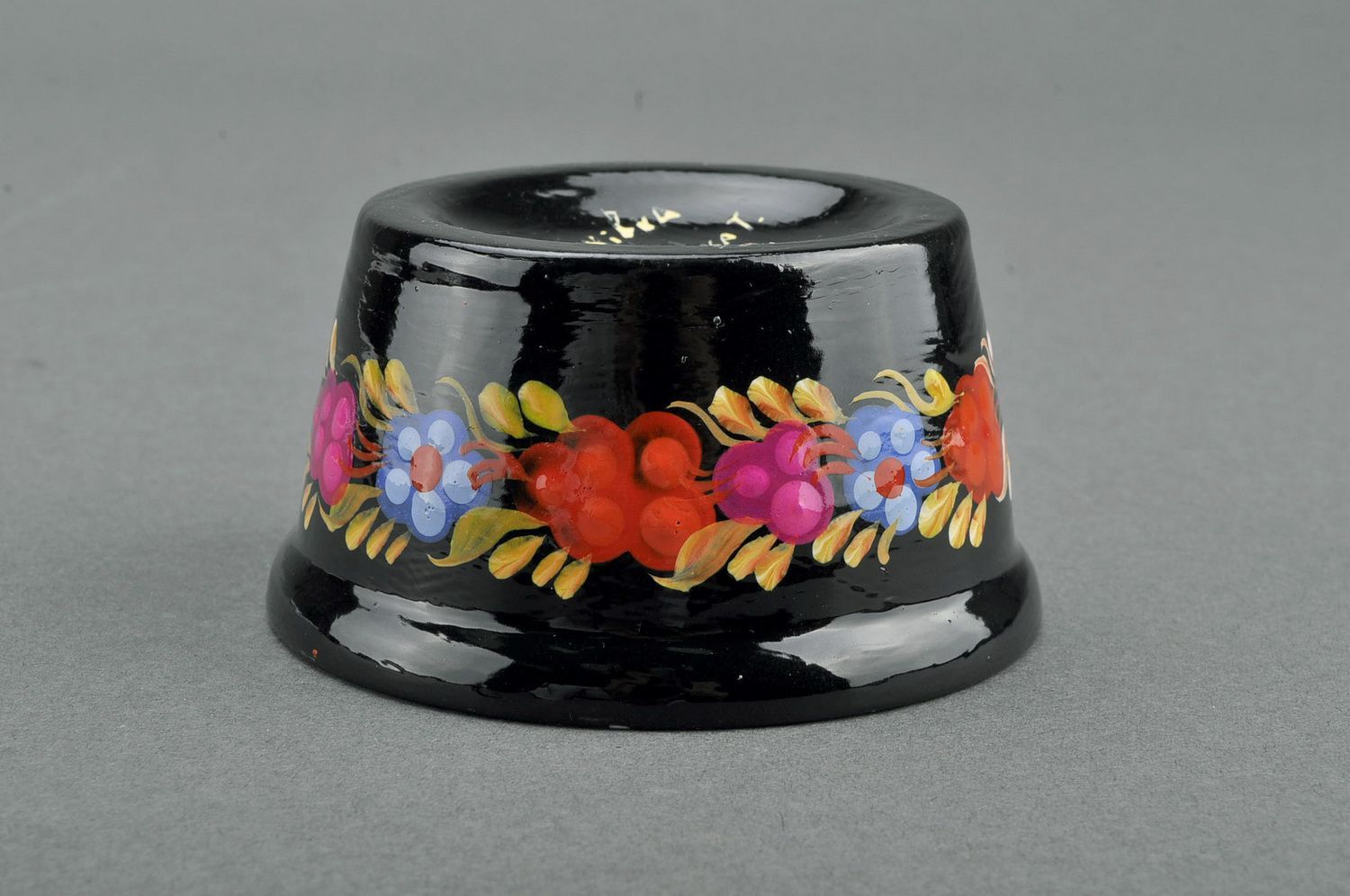 Bemalter Salz Topf aus Keramik mit Blumenmotiv foto 2