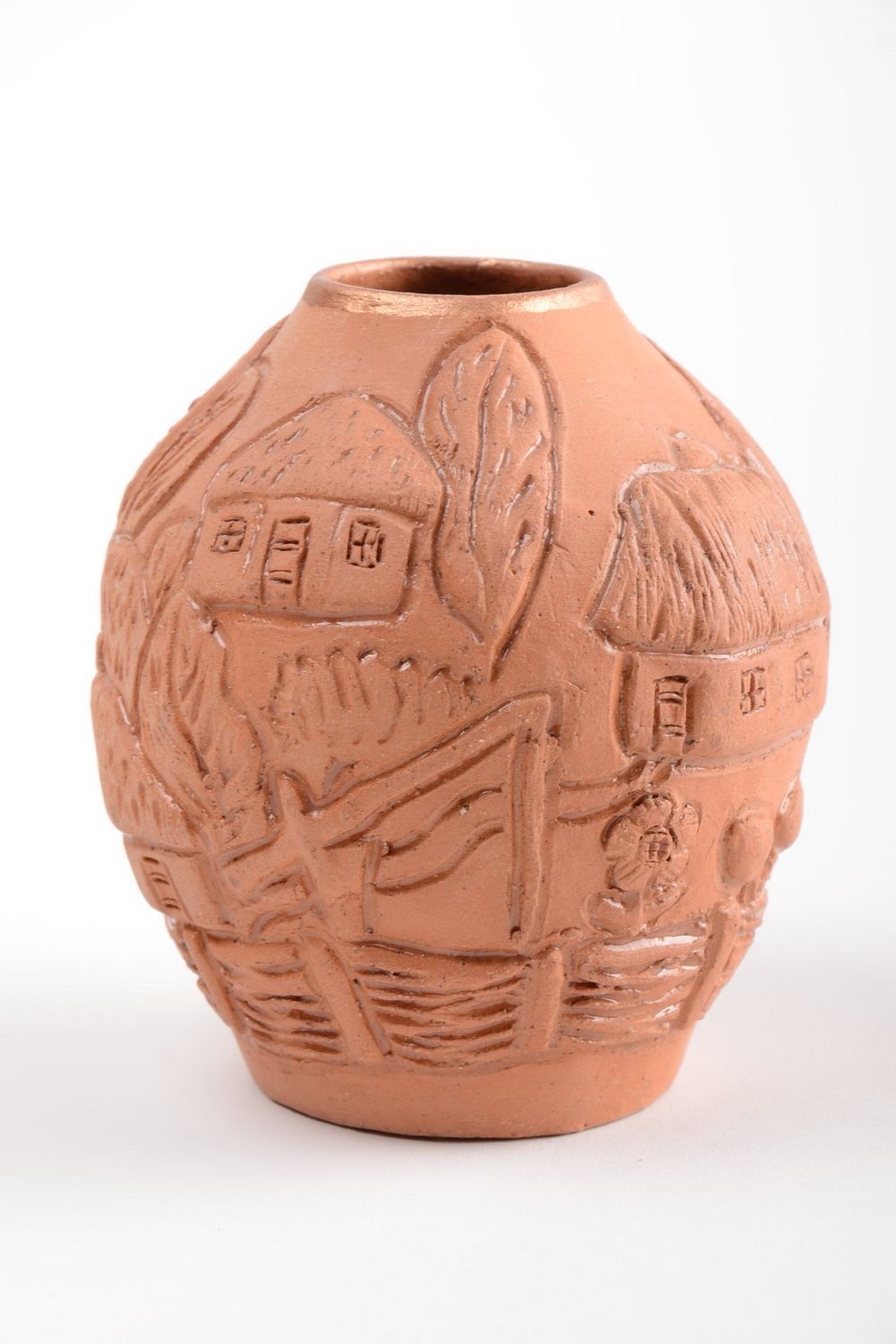 Глиняная ваза для сухоцветов ручной работы объемом 300 мл оригинальная фото 2