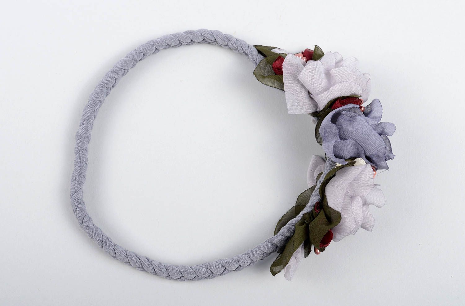 Haarschmuck Blüte handgemacht Haarband Blumen Accessoire für Haare grau foto 4
