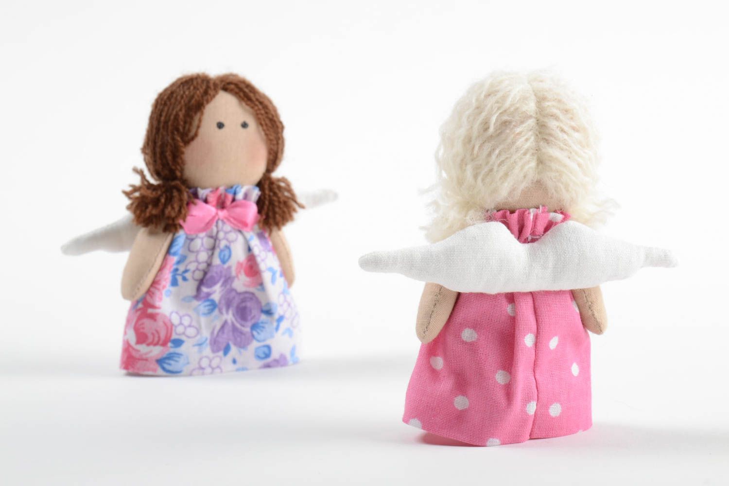 Set of 2 handmade collectible fabric dolls soft rag doll nursery design photo 3