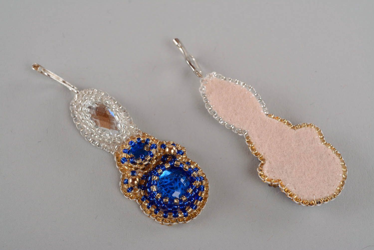 Beaded earrings with glass photo 4