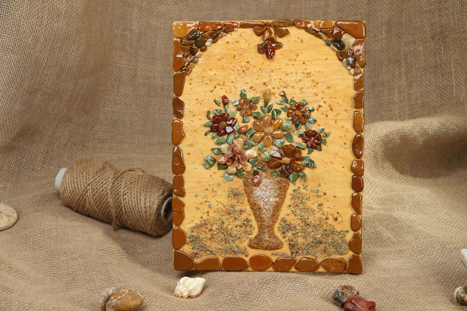 Panel made of natural materials Vase with Flowers photo 5