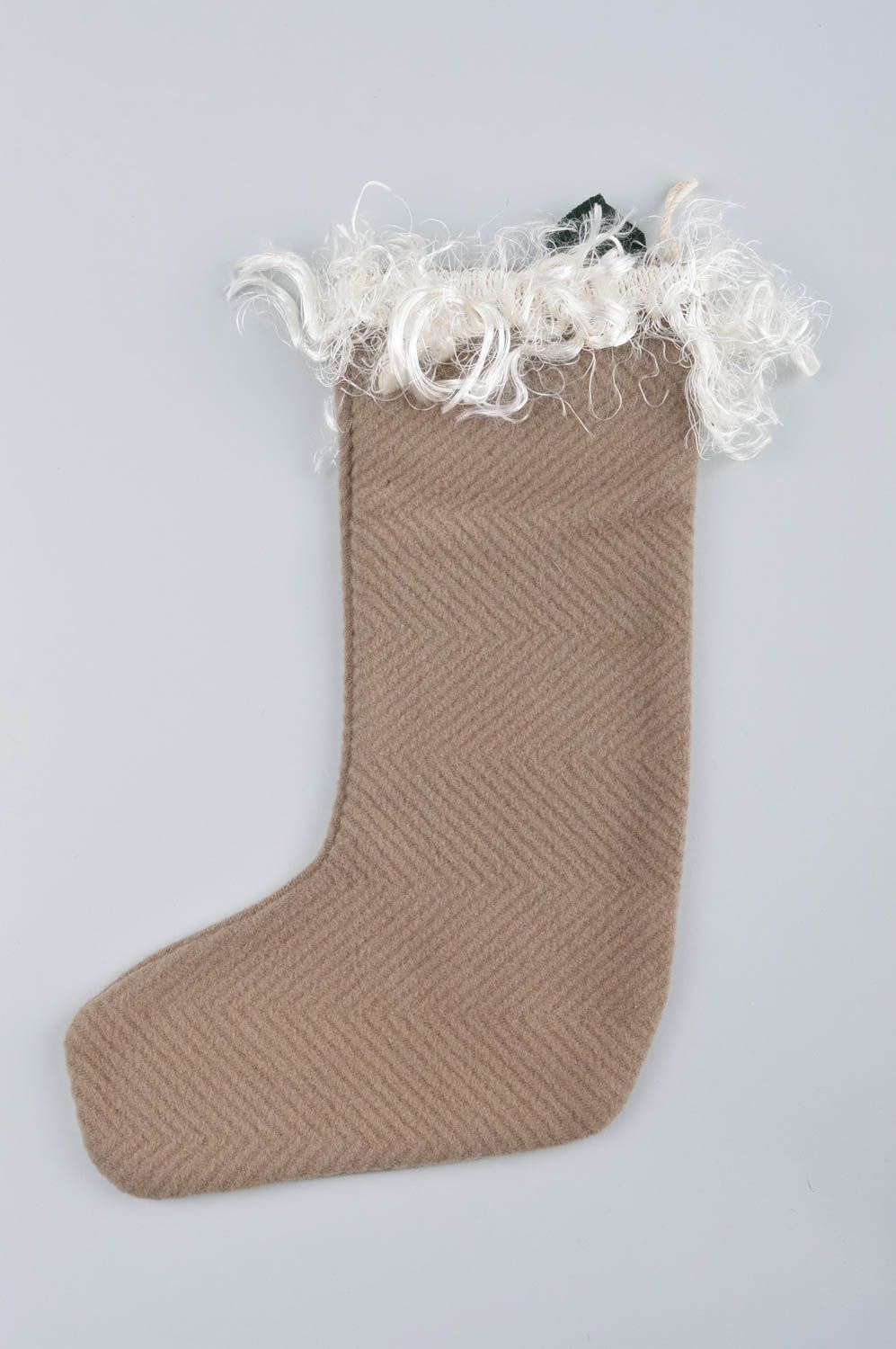 Chaussette Noël faite main Déco Noël laine effilochure Déco à suspendre photo 4