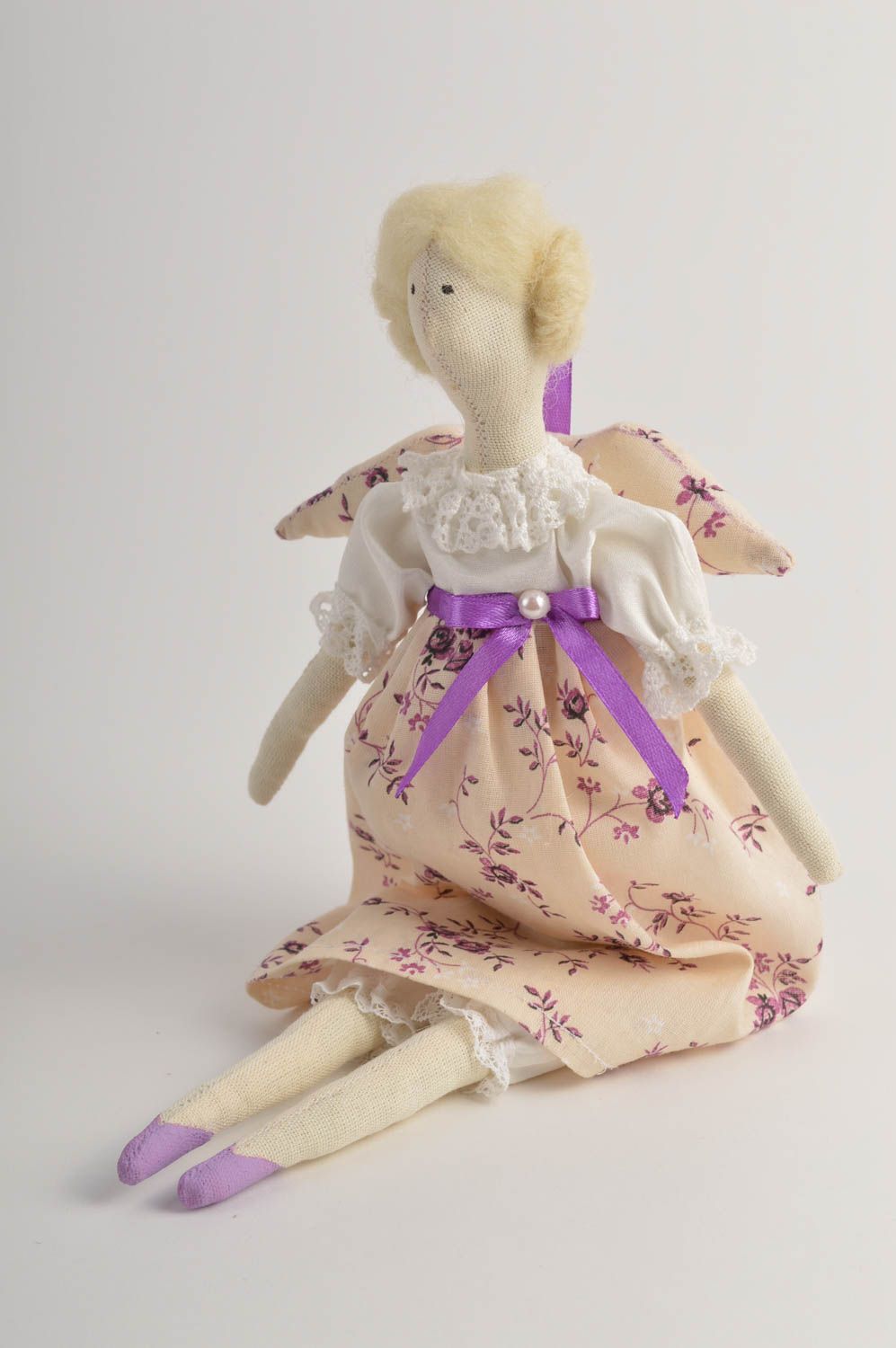 Muñeca artesanal de tela regalo para niñas original decoración de casa Ángel foto 3