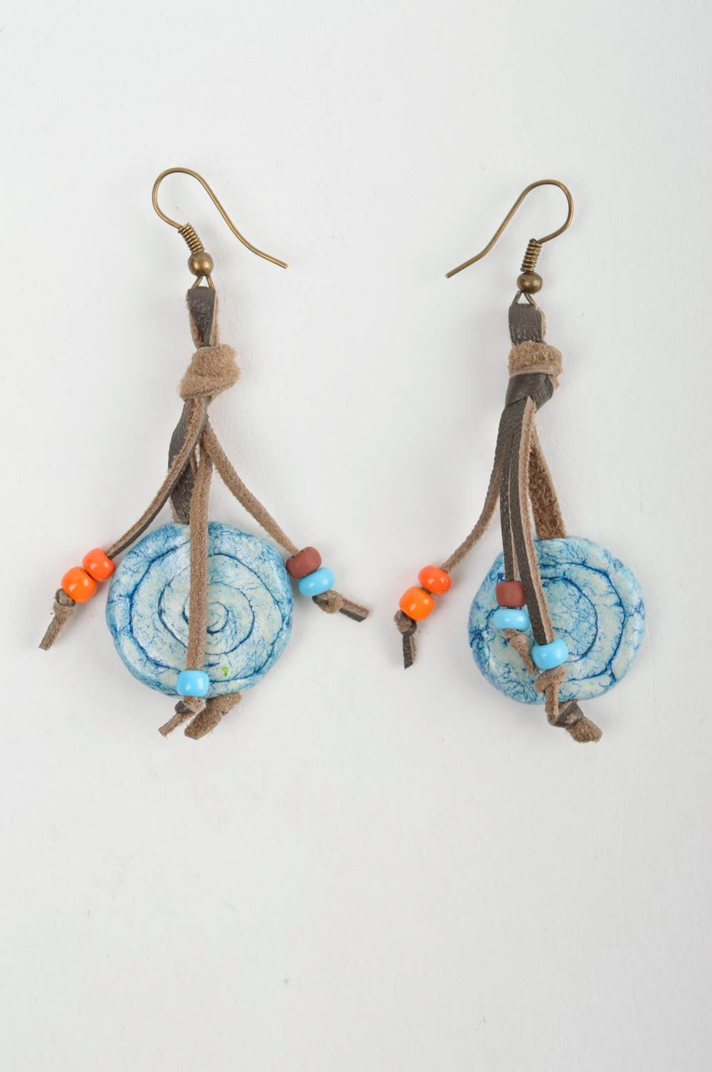 Beautiful handmade plastic earrings artisan jewelry fashion accessories photo 3