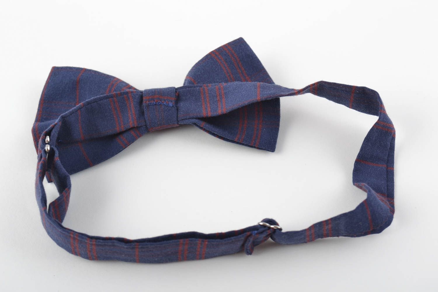 Beautiful stylish handmade designer cotton fabric bow tie of dark color photo 3