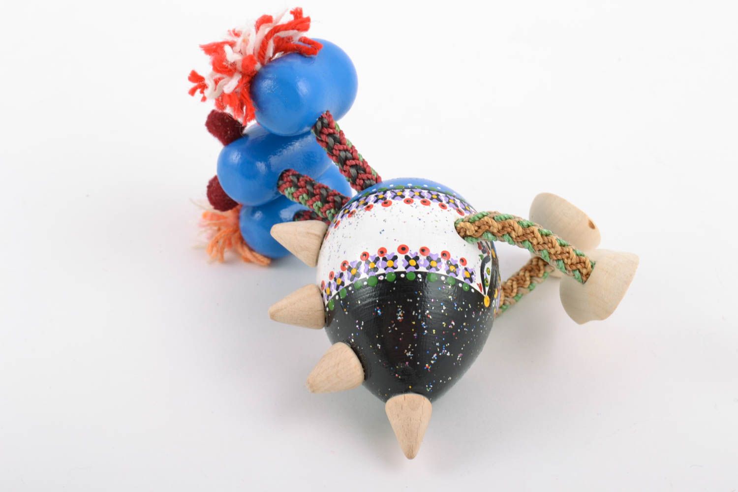 Деревянная эко игрушка дракончик синий расписанная красками ручной работы фото 4