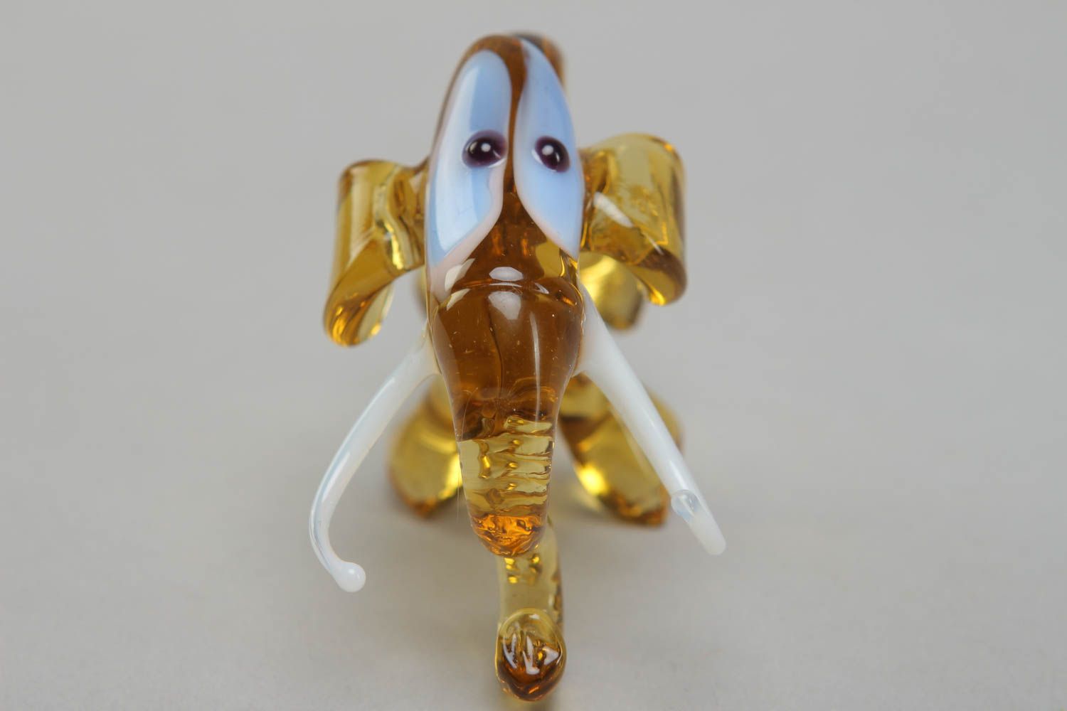 Petite figurine en verre au chalumeau éléphant jaune faite main décoration  photo 2