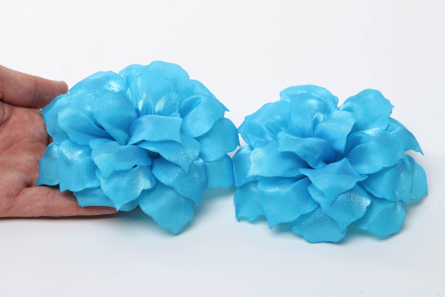 Blumen Haargummi in Blau handmade Schmuck 2 Stück Mädchen Haarschmuck originell foto 5