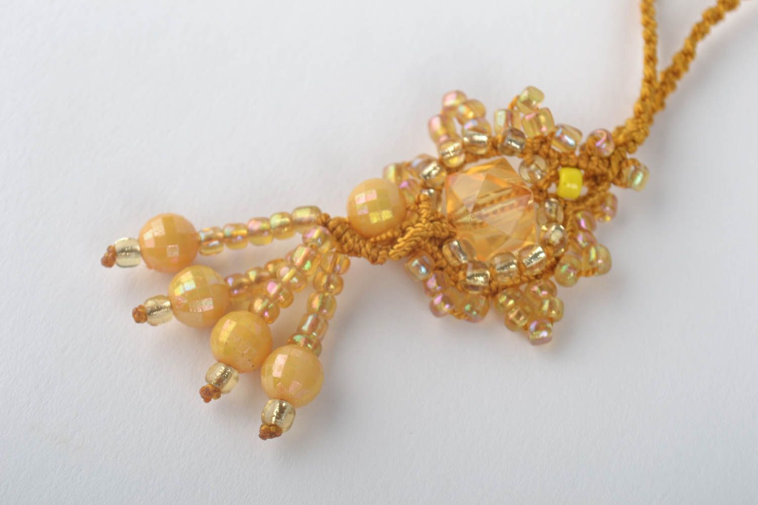 Unusual handmade beaded pendant beaded ring textile jewelry designs gift ideas photo 2