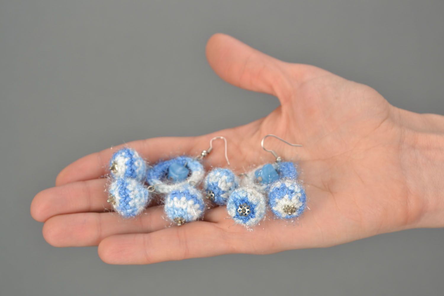 Crochet earrings with charms Winter photo 2