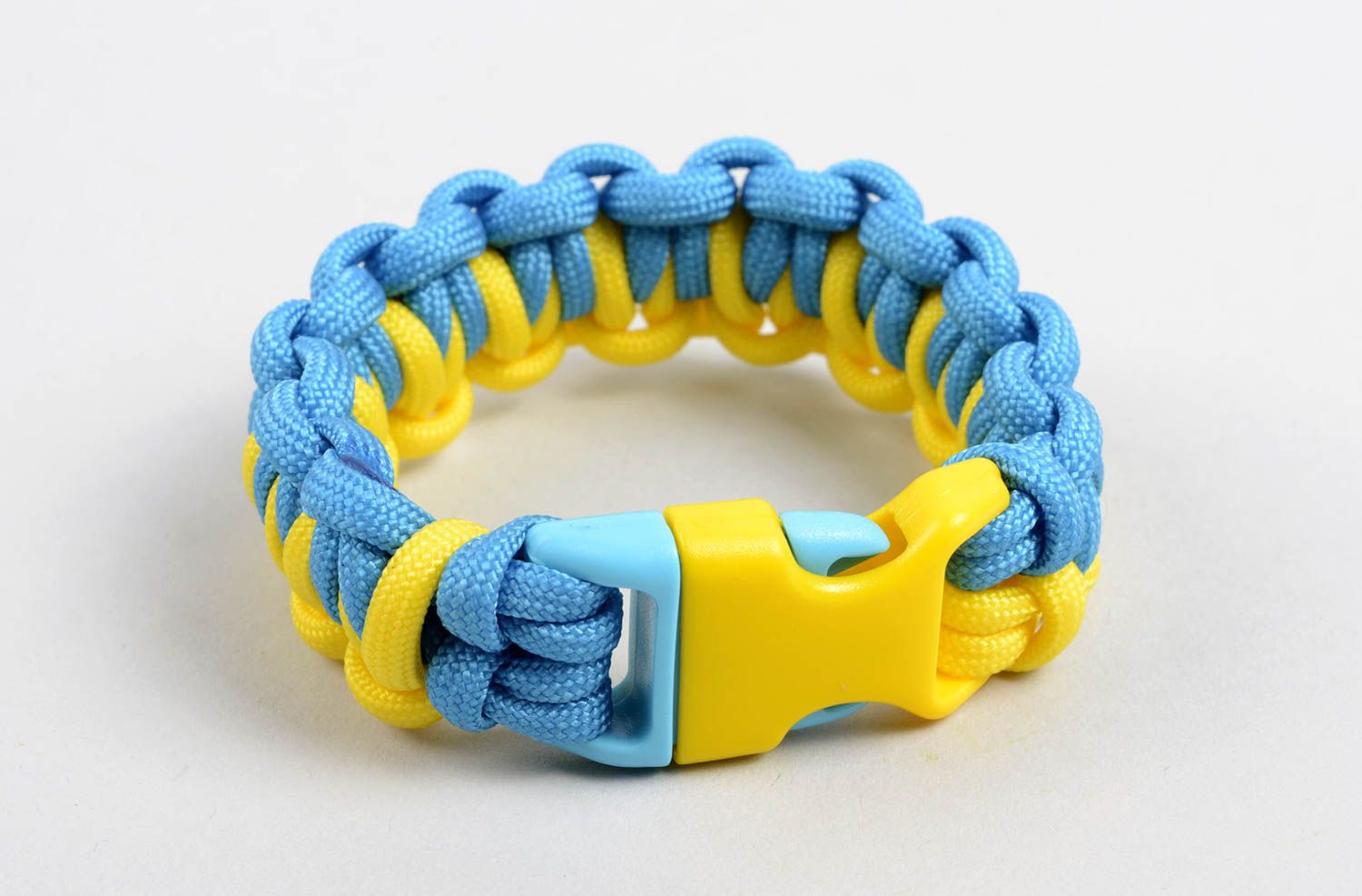 Bracelet paracorde Bijou fait main jaune bleu pratique Accessoire femme homme photo 2