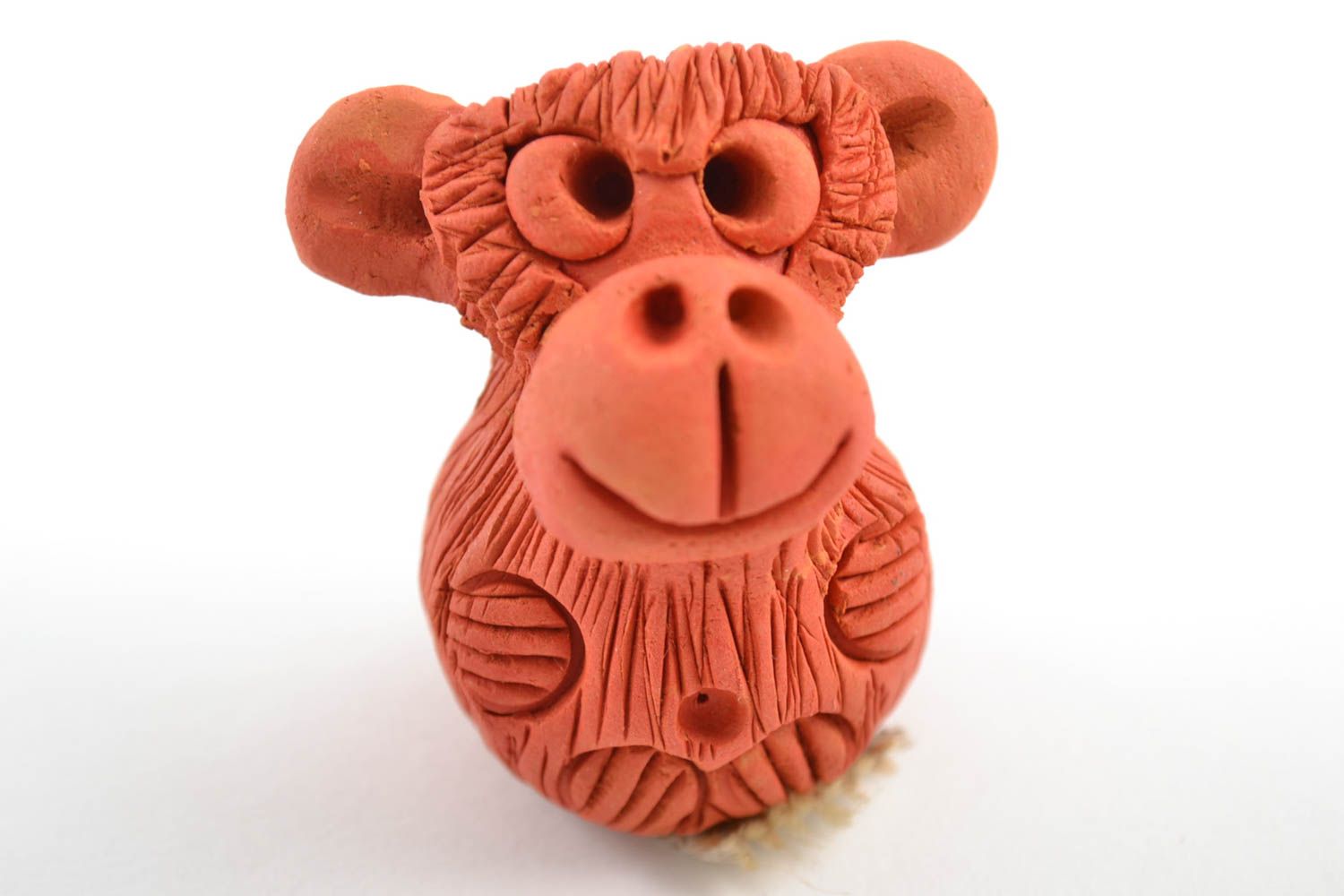 Kleines braunes handmade Keramik Statuetten Set Affen aus rotem Ton für Dekor foto 4