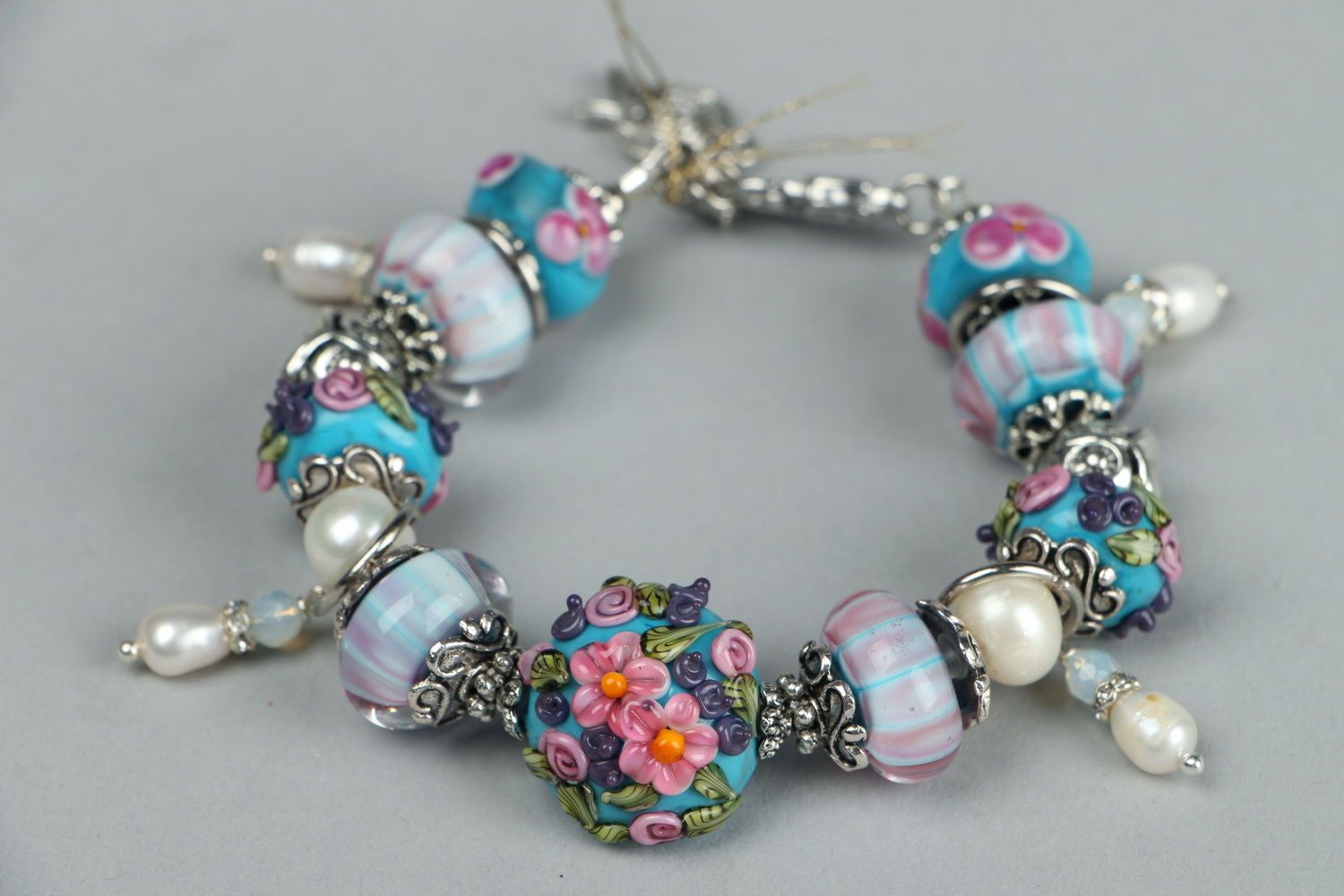 Bracelet en verre avec perles Jardin de paradis photo 2