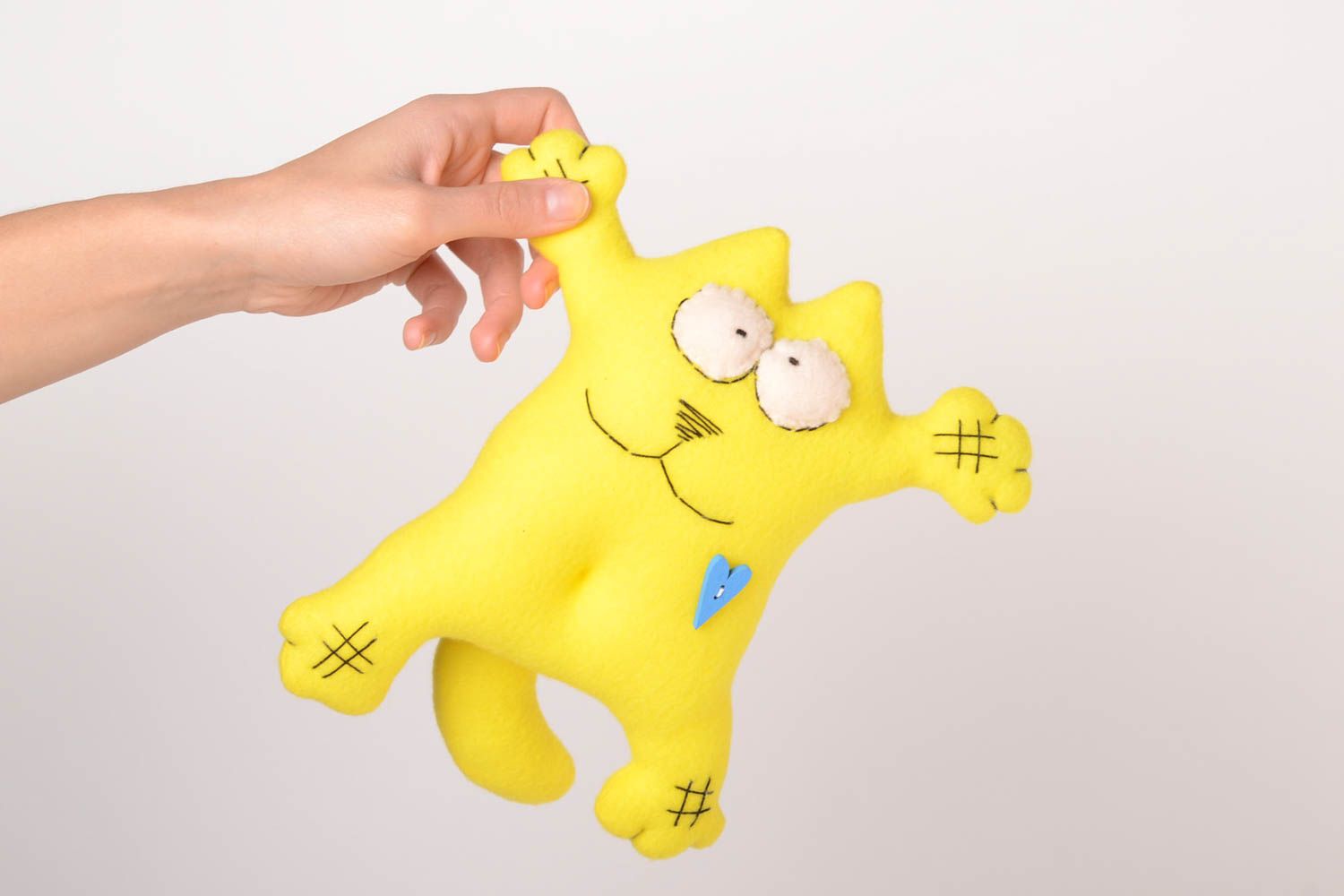 Peluche chat jaune faite main Jouet enfant Cadeau original tissu polaire photo 2