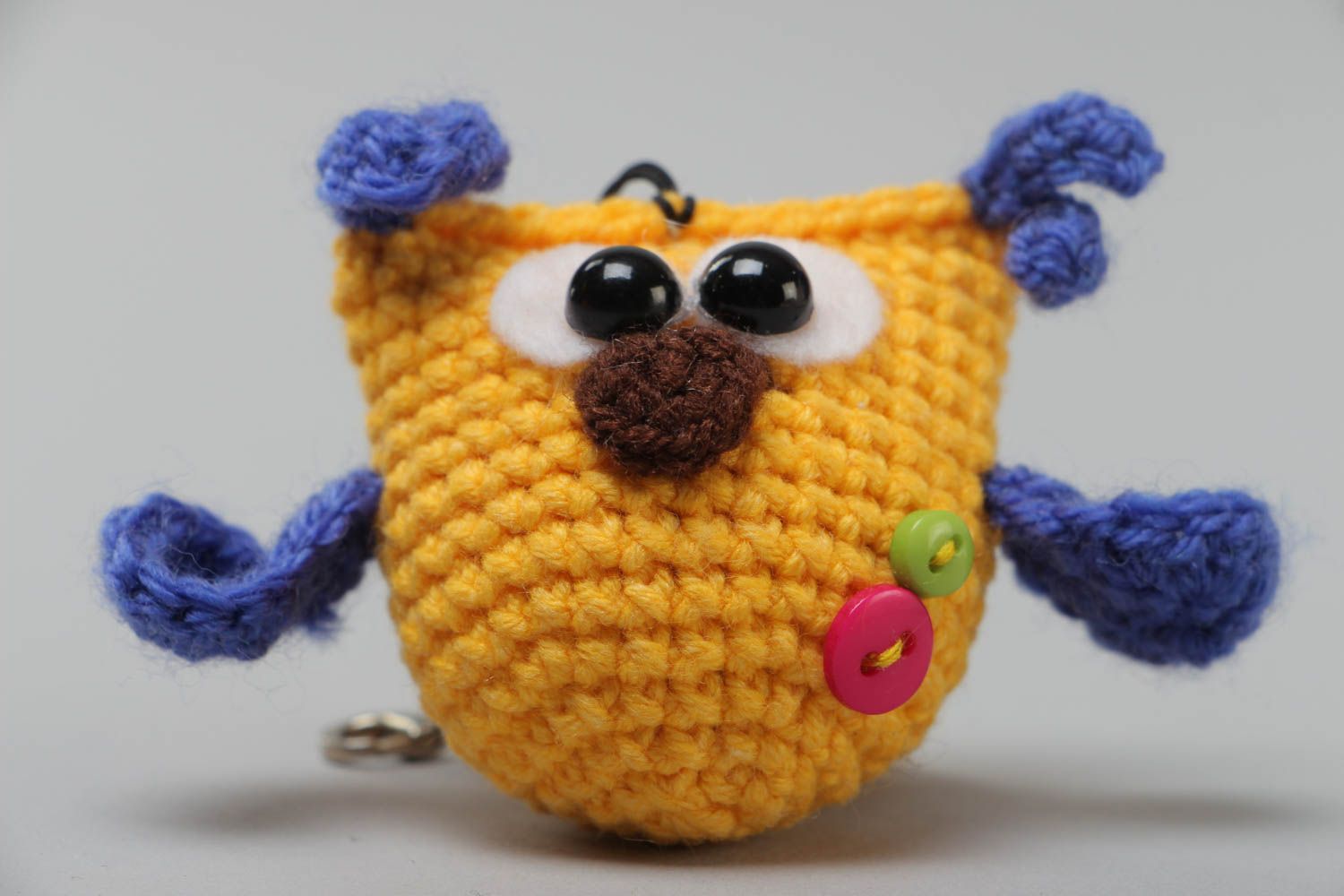 Handmade keychain with small funny soft toy crocheted of acrylic threads Owl photo 3