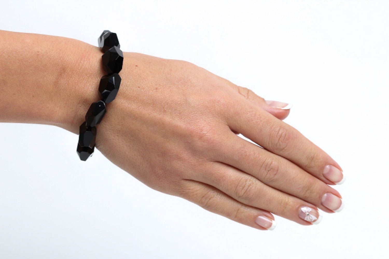 Bracelet fait main design Bijoux en verre noir Accessoire pour femme original photo 6