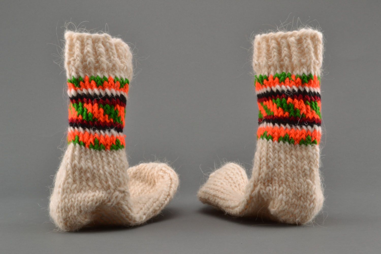 Homemade knitted woolen socks photo 5