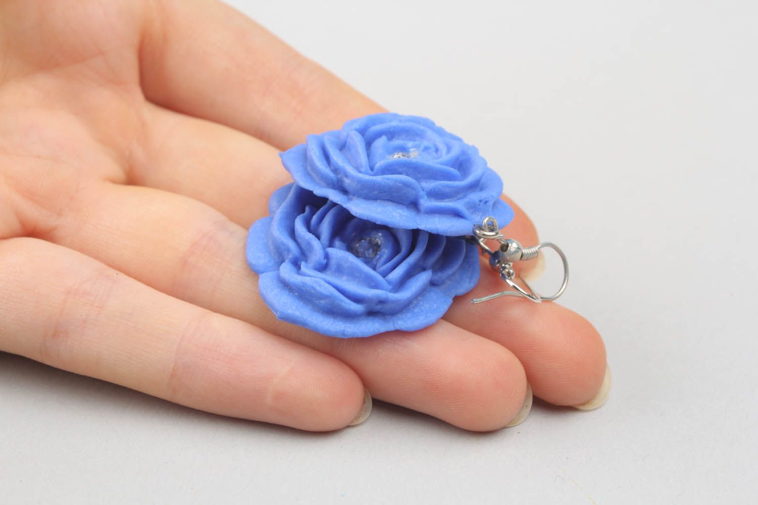 Polymer clay earrings in the shape of flower photo 2