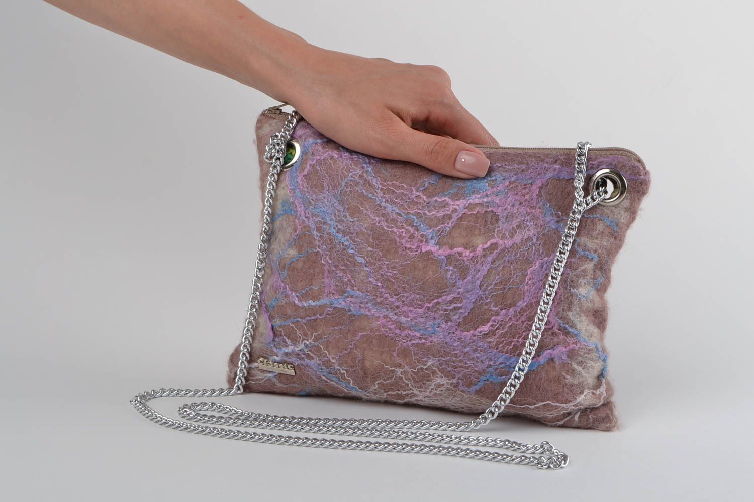 Stylish handmade bag unique designer felted wool purse unusual present for women photo 1