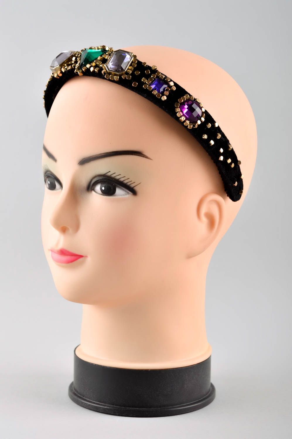 Обруч на голову ручной работы аксессуар для волос женский аксессуар с бисером фото 1