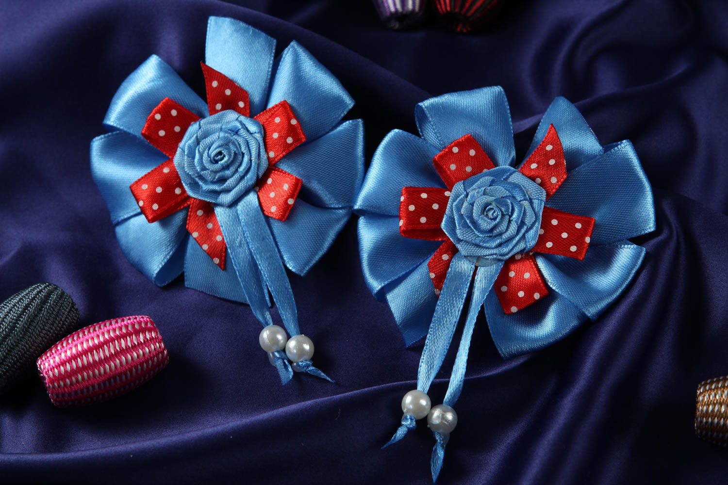 Handmade hair accessories kanzashi flowers hair clips hair ornaments cool gifts photo 1