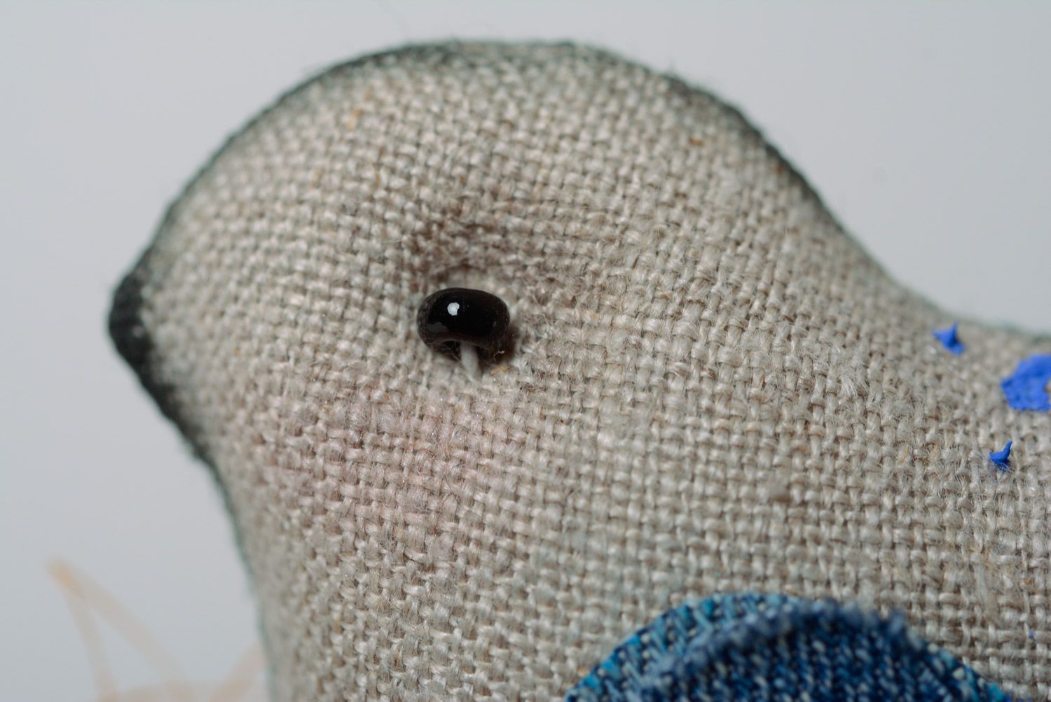 Тканевая птичка на палочке для комнатных растений разрыхлитель из льна handmade фото 5