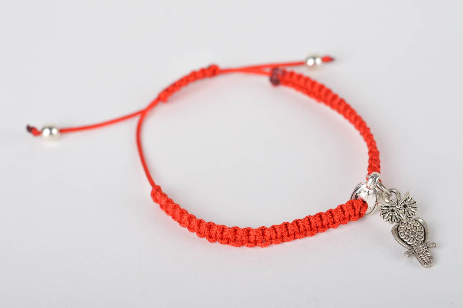 Красный браслет ручной работы браслет с подвеской совой модная бижутерия фото 2