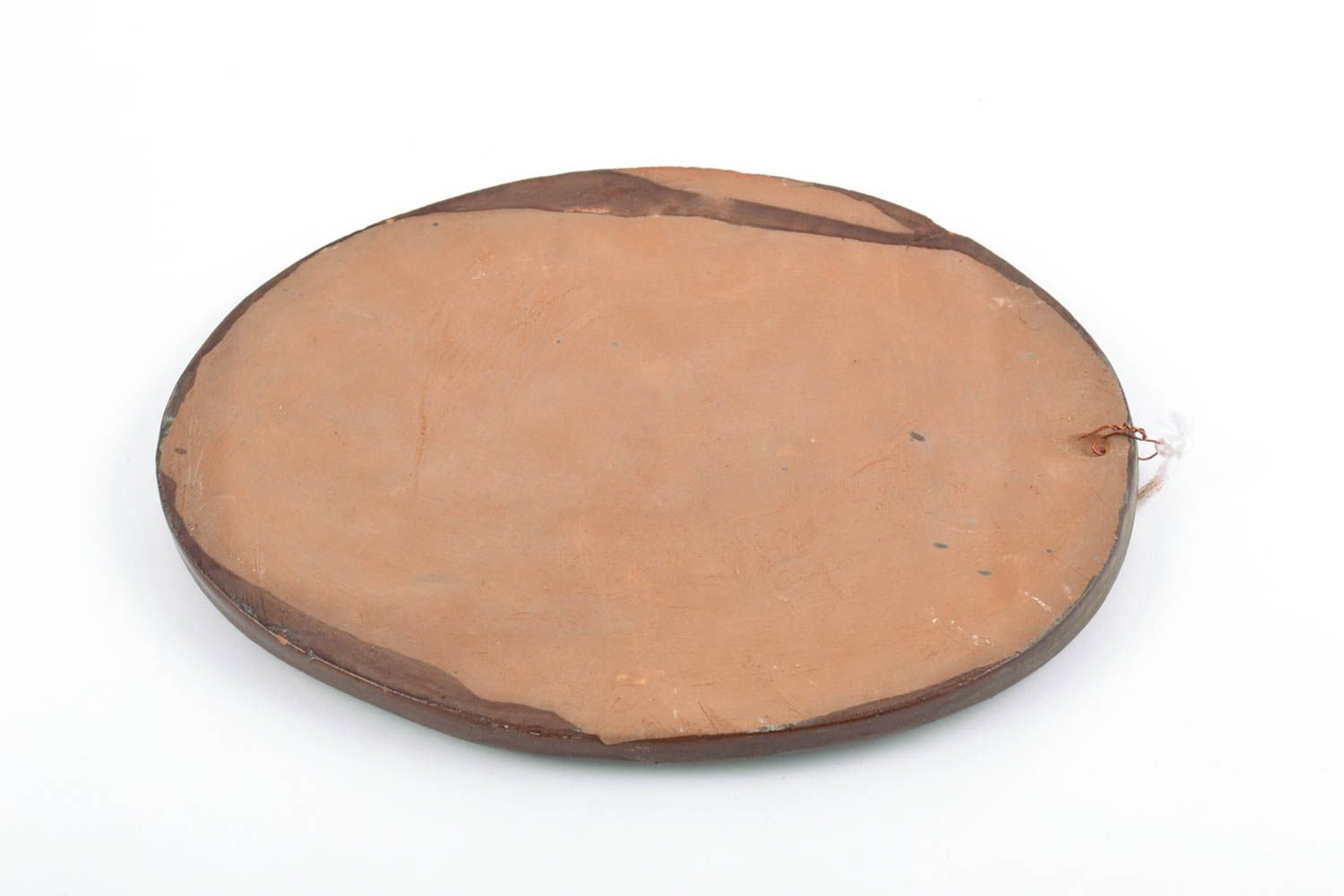 Tableau en terre cuite en relief rond recouvert de glaçure fait main Renne photo 5