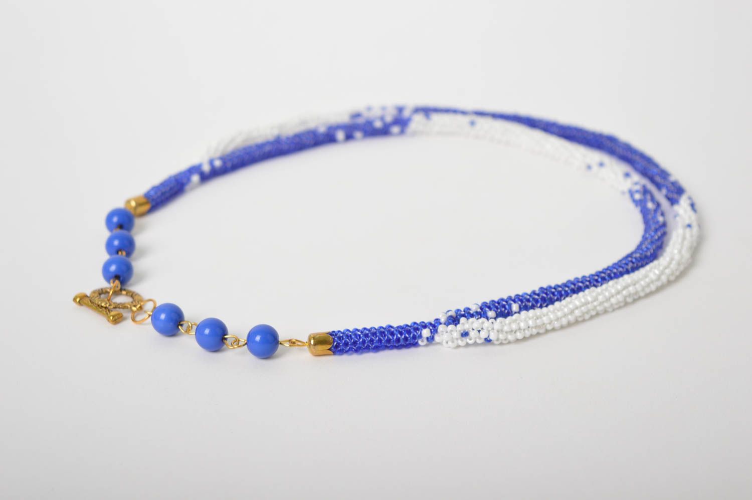 Handmade Schmuck Rocailles Kette Collier Halskette Accessoires für Frauen blau foto 5