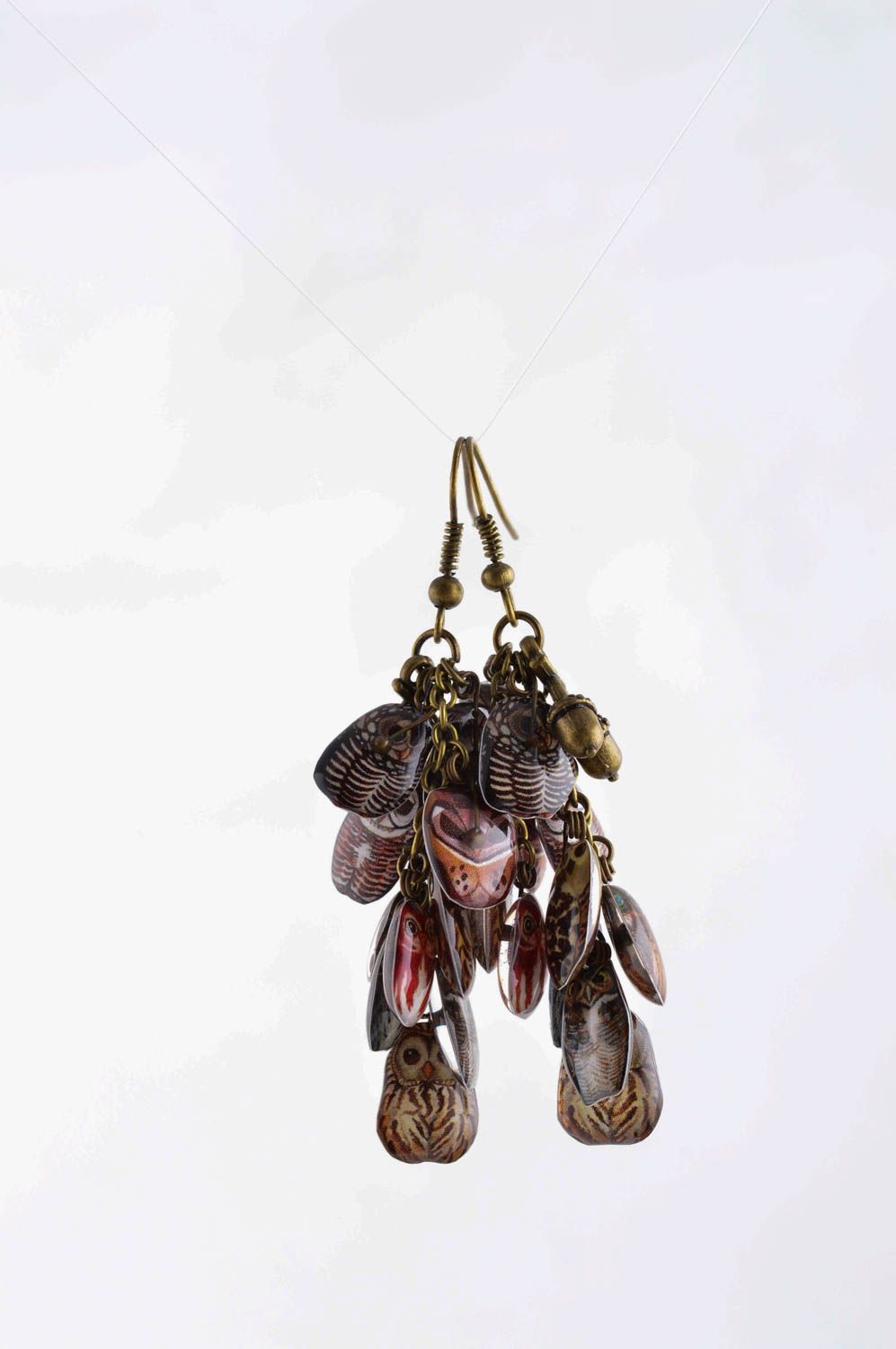 Orecchini con pendenti fatti a mano lunghi accessorio originale bello da donna
 foto 3