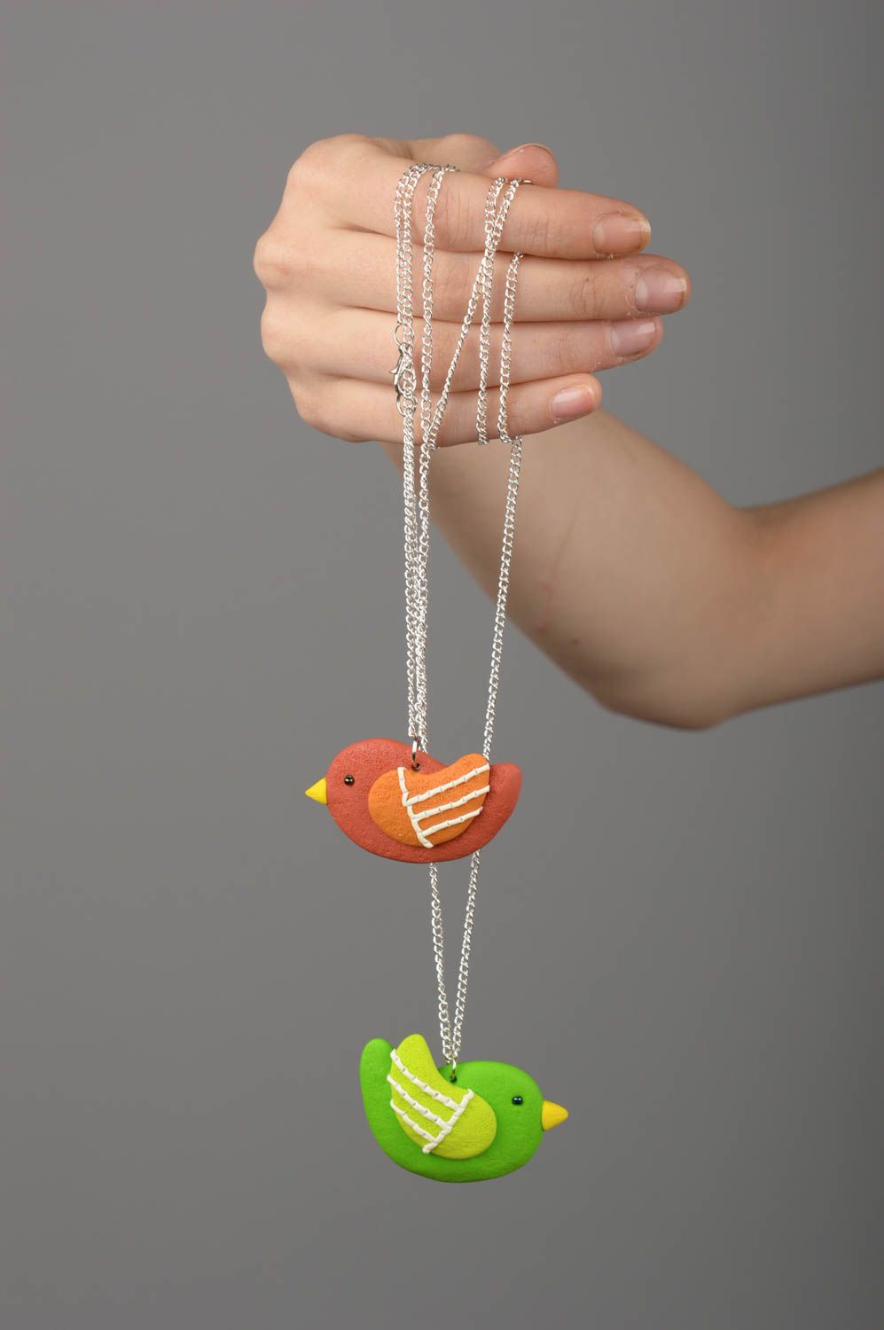Handmade Anhänger Set Polymer Clay Schmuck Accessoires für Frauen 2 Stück Vögel foto 5