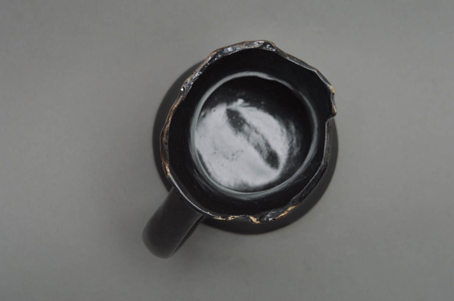 Bougeoir pour une bougie fait main en porcelaine peint avec anse décoratif photo 2