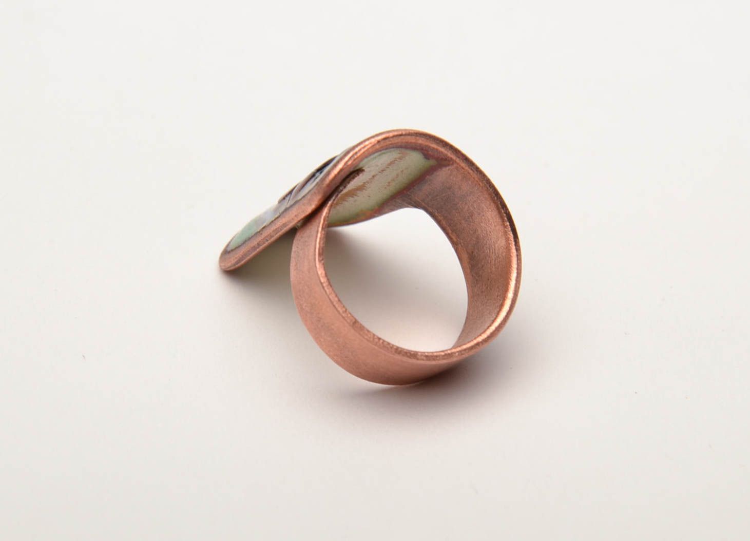Медное кольцо с эмалью ручная роспись фото 3