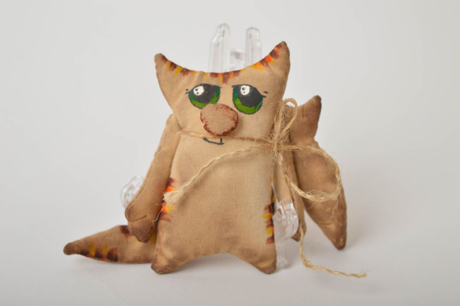 Мягкая подвеска кот с рыбкой ручной работы мягкая игрушка декор для дома фото 2