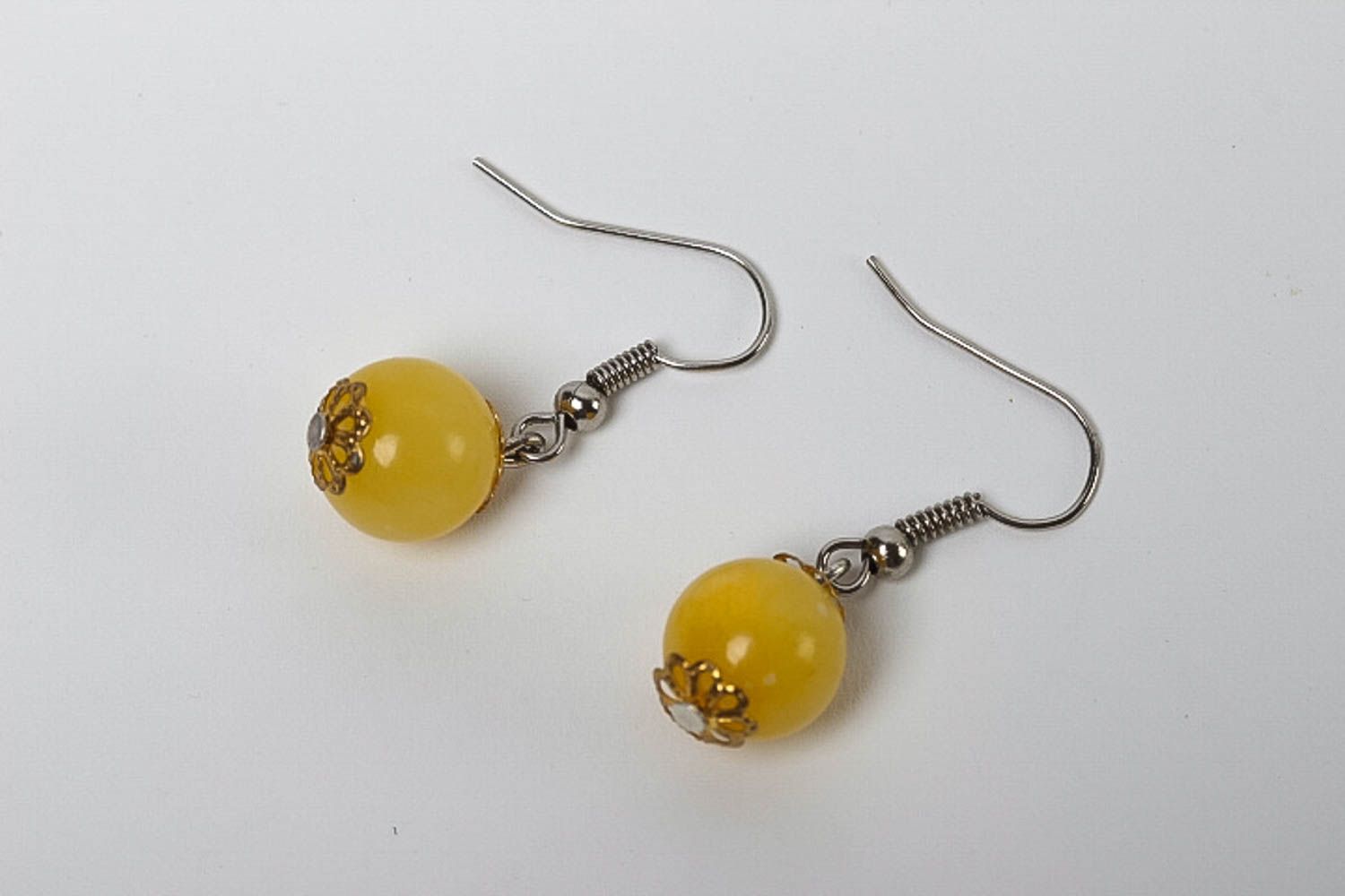 Handmade Ohrringe Perlen Ohrhänger aus Calcit Geschenk für Frauen gelb  foto 2