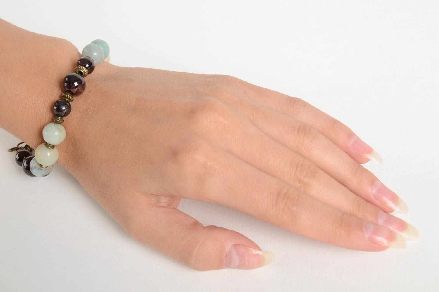 Bracelet pierres naturelles Bijou fait main design tendre Accessoire femme photo 2