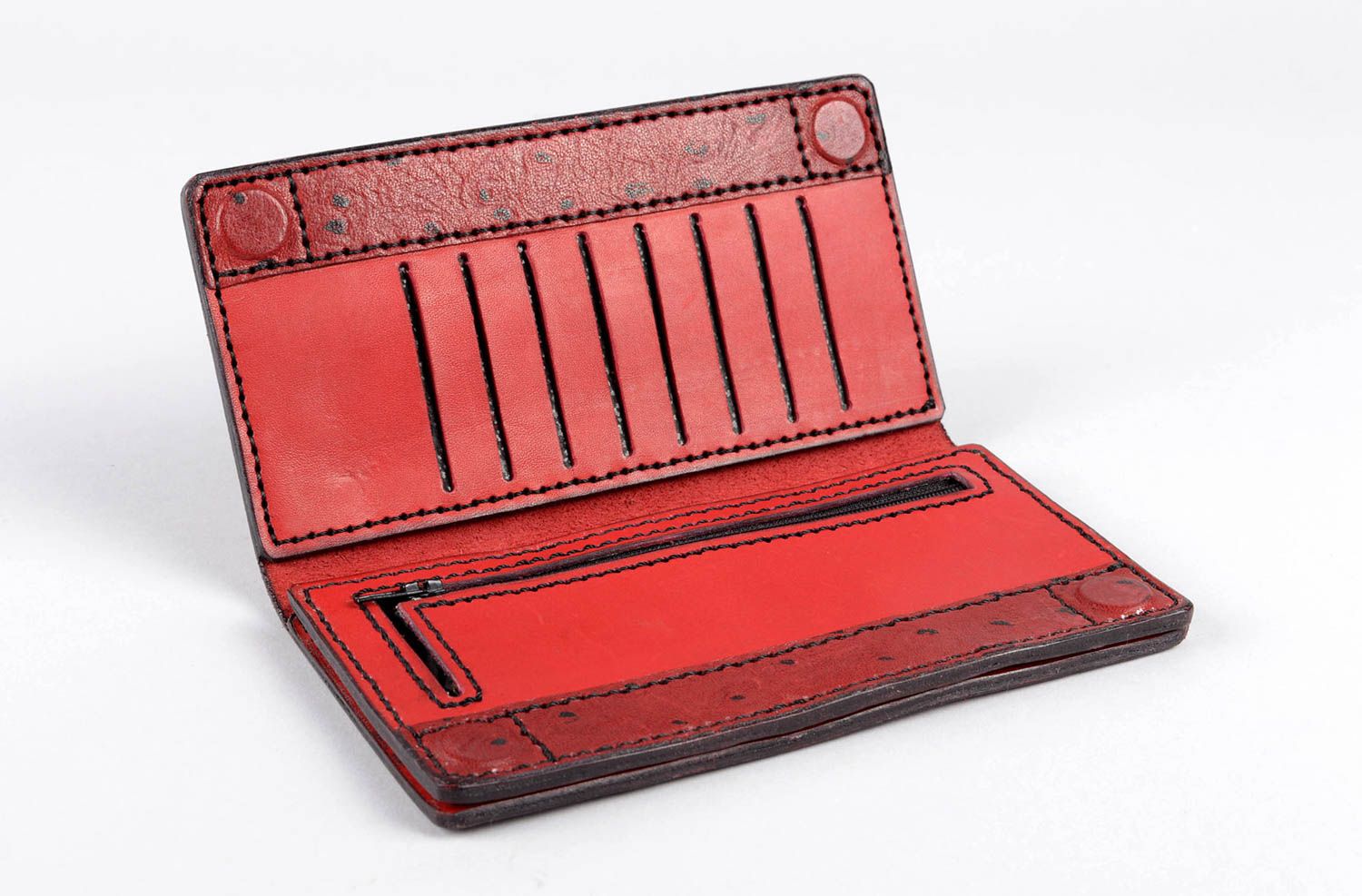 Handmade Designer Geldbörse Leder Geldbeutel Geschenk für Frauen schön rot foto 3