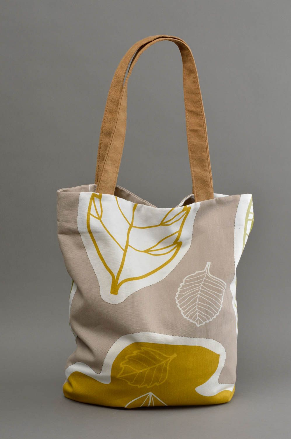 Originelle handgemachte Tasche aus Stoff aus künstlichem Wildleder für Damen foto 3