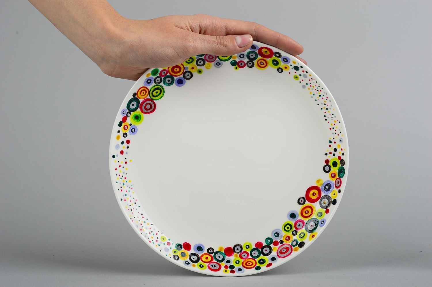 Assiette décorative Déco fait main ornements multicolores Vaisselle déco photo 2