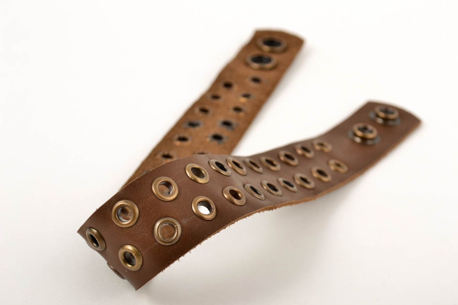 Handmade Leder Armband Designer Schmuck Accessoire für Männer braun mit Nieten foto 3