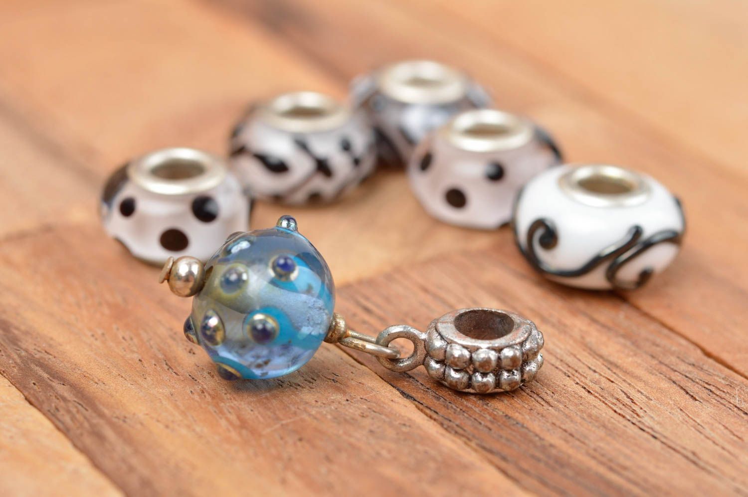 Handmade pendant women necklace glass pendant lampwork pendant blue bead photo 1