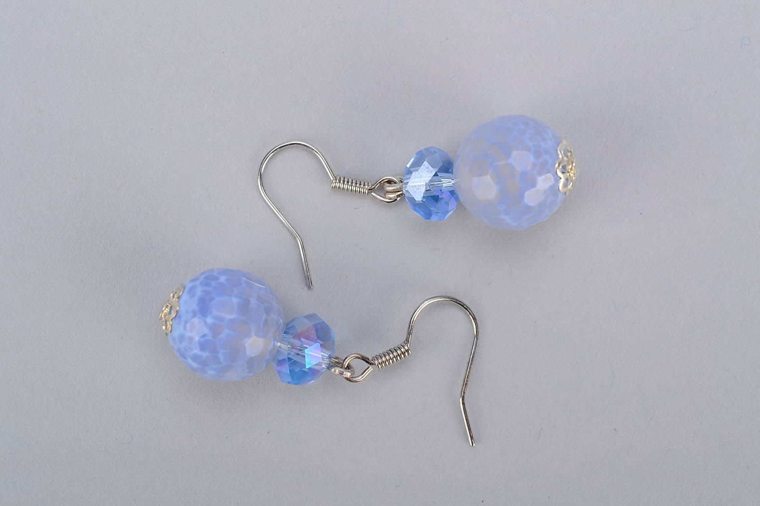 Earrings with aquamarine and crystal photo 4