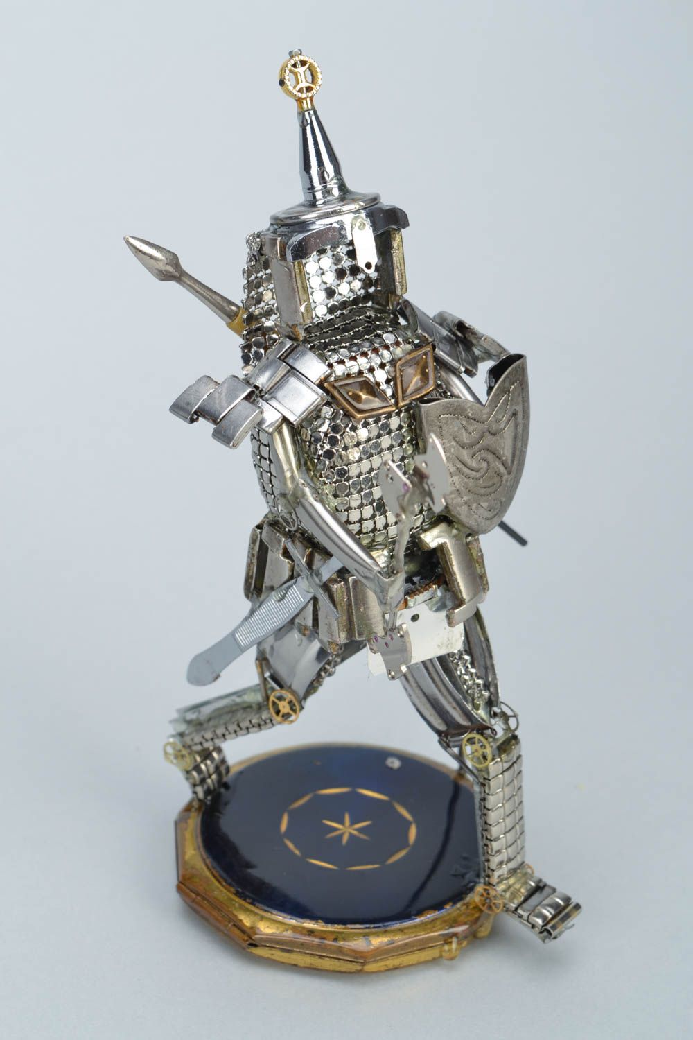 Handmade miniature metal steampunk figurine of middle size Japanese Samurai photo 5