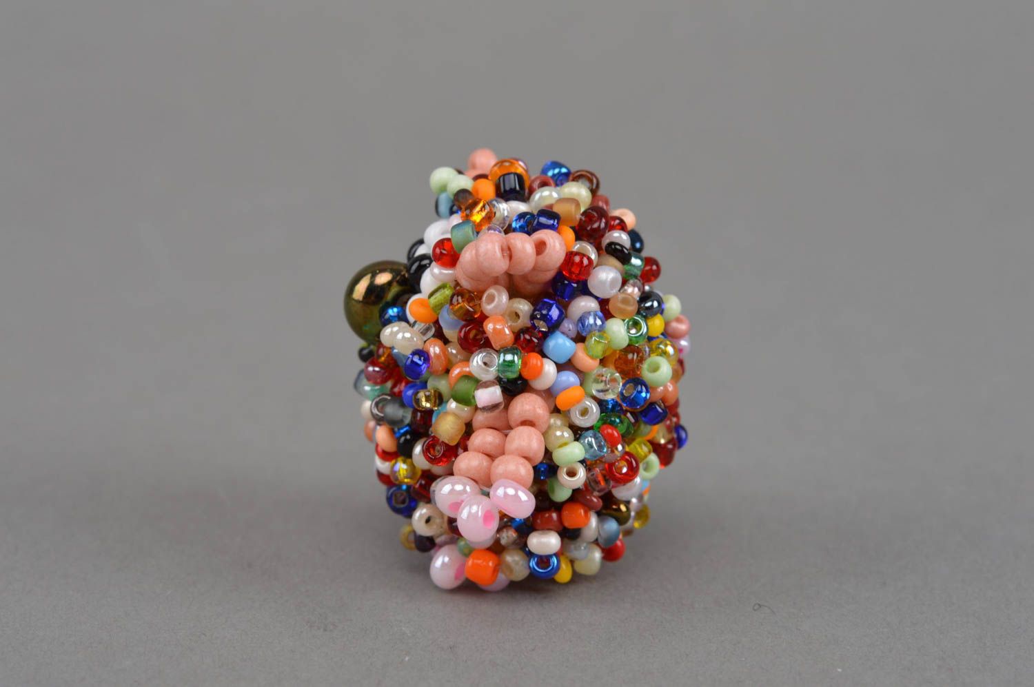 Beautiful colorful handmade designer statuette woven of beads home decor element photo 4