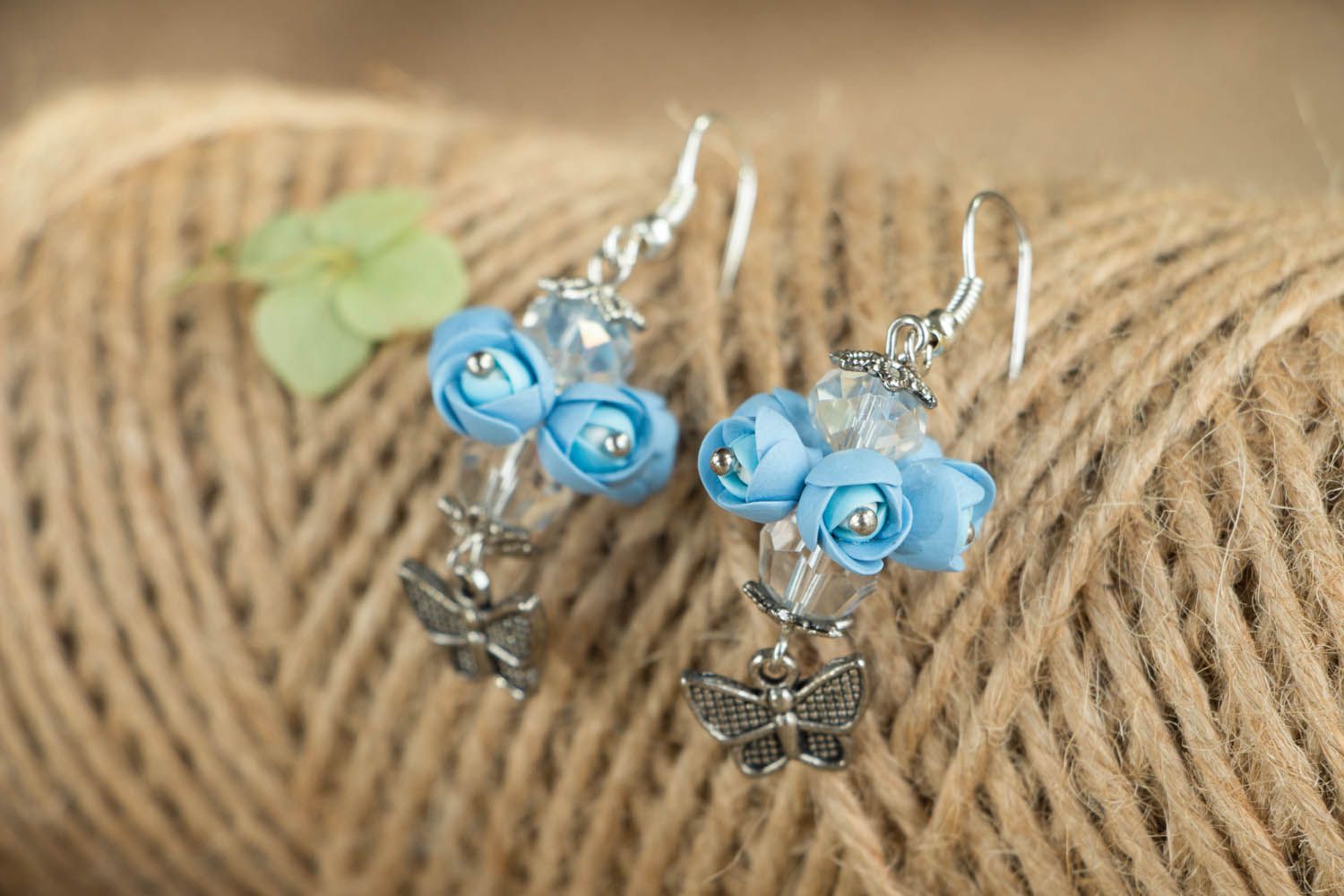 Polymer clay earrings with charms photo 3