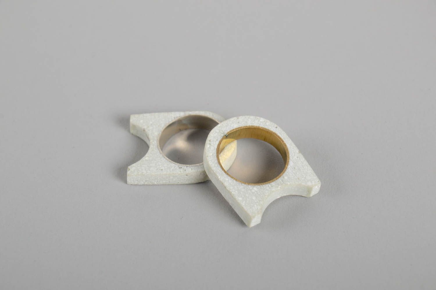 Handmade originelle Damen Ringe aus Beton Designer Schmuck Accessoires für Frau foto 5