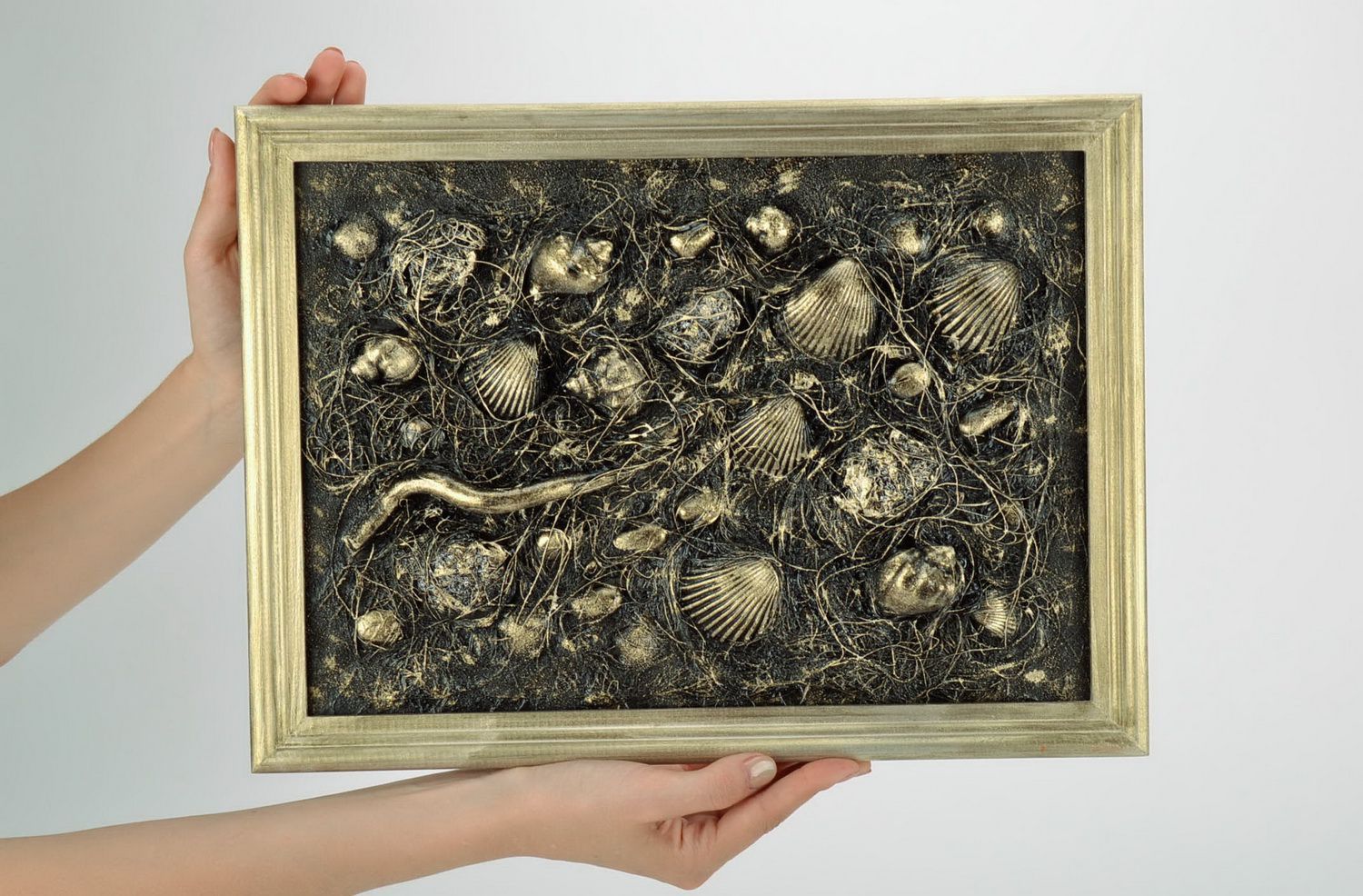 Panel picture with shells and dried flowers Sea world photo 1