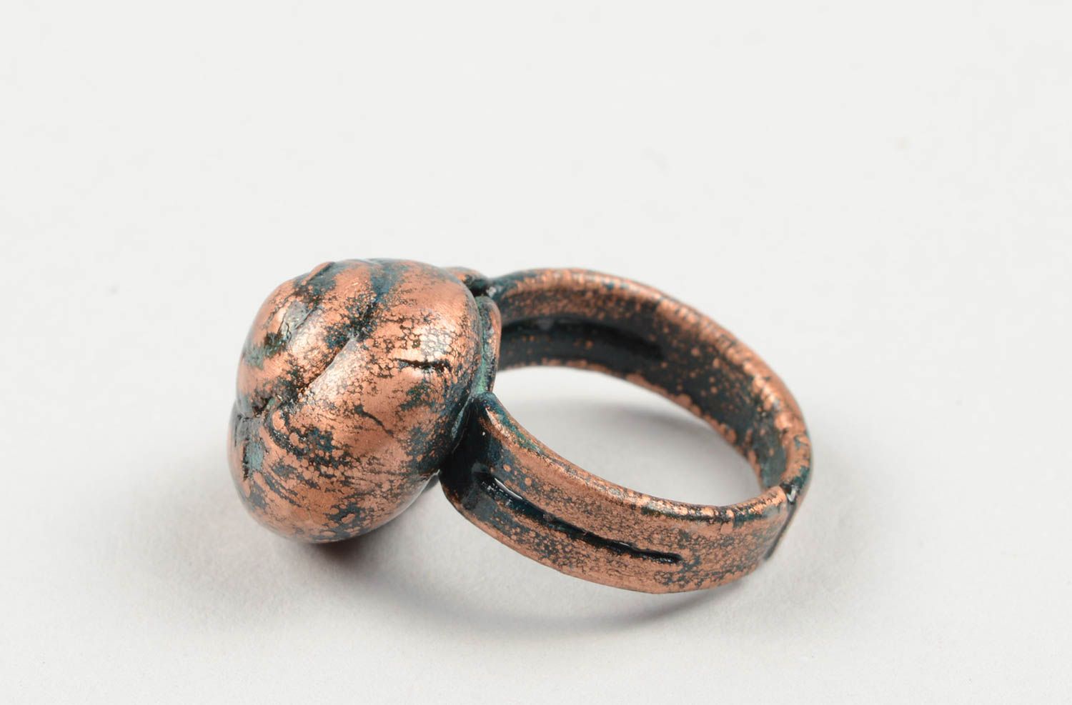Handmade designer metal ring unusual copper ring elegant female accessory photo 1